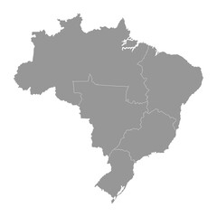 Brazil map with regions. Vector Illustration.