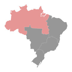 North Region map, Brazil. Vector Illustration.