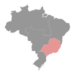 Southeast Region map, Brazil. Vector Illustration.