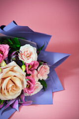 Vibrant Bouquet of Flowers on Pink Background
