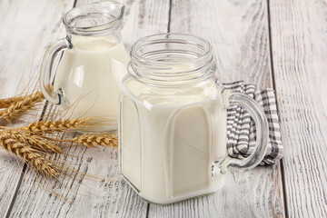 Organic milk in the glass
