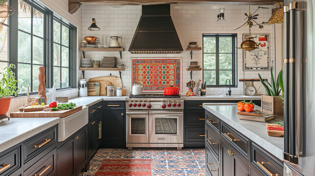 Eclectic kitchen decor, ai generated