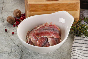 Anchvy canned fish fillet preserve