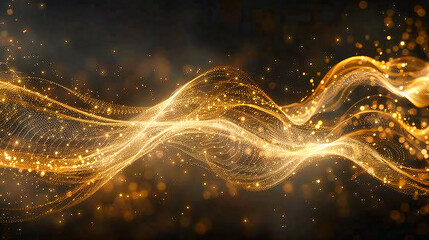 A Universe of Sparkle, Golden Waves in an Abstract Dance, Illuminating the Depths of Imagination