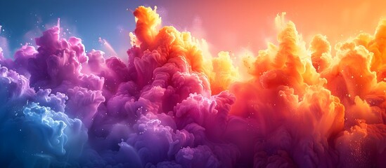 Color Explosion Abstract Wallpaper Art in Ethereal Cloudscapes Style, To provide an eye-catching and unique wallpaper for enhancing the visual appeal