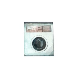 Washing machine for laundry, bathroom appliances,clean linen,watercolor illustration isolated on a white background