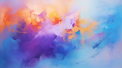Abstract art background with explosive orange and purple on a blue gradient