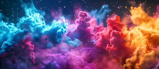 Vibrant Colored Smoke and Powder in Cosmic and Fantasy Landscapes, To add a unique and eye-catching touch to advertising, marketing, social media,