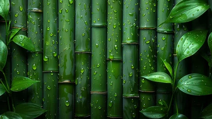 Wandcirkels tuinposter green bamboo background © Robin