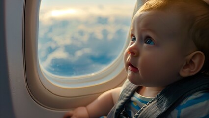 Fototapeta na wymiar High-Angle Humor: The Adventure of Baby’s First Flight