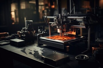 Fototapeta na wymiar Advanced 3D Printer Creating Object in Laboratory