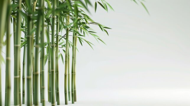 A white background with bamboo illuminated by studio lighting,