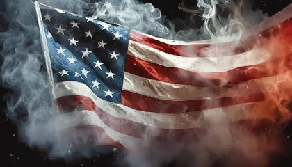 Foto op Plexiglas american flag in smoke © Amli