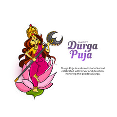 Durga Puja greeting card with a white background, featuring a goddess illustration. Celebrates the festival with a message of strength, devotion, and festive joy