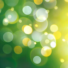 Obraz premium green and yellow bokeh background . Suitable for celestial, festive, or glamorous design projects such as invitations, holiday-themed graphics.glitter lights. de focused. banner