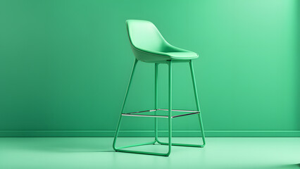 Chic 3D Green Bar Chair Rendering, Essential for Creating a Welcoming Atmosphere in Cafe and Coffee Shop Environments