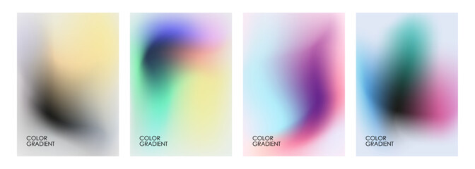 Set of blurred backgrounds. Color gradients. Defocused color templates for creative graphic design. Vector illustration.