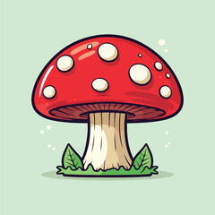 mushrooms in the grass isolated vector design
