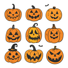 set of Halloween pumpkins 
