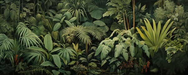 Dense Tropical Jungle Foliage Panoramic View