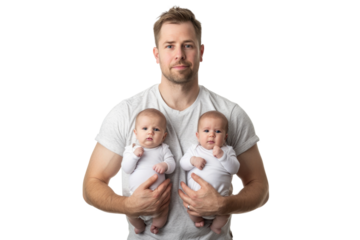 Father proud of his newborn twin babies