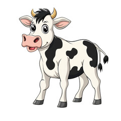 cartoon cow on a white background. With clipping path.