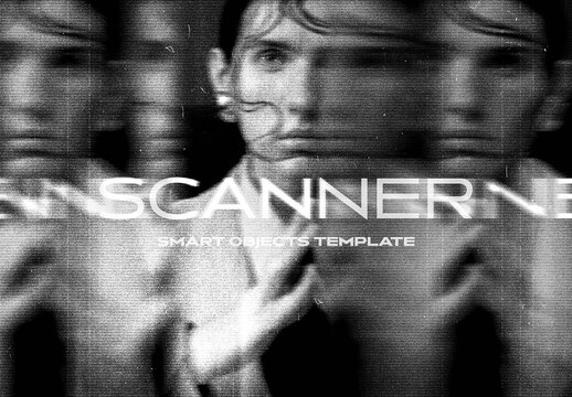 Broken Scanner Photo Effect Mockup