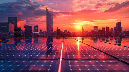 Harnessing the Sun, A Citys Leap Towards Sustainability, Where Energy Meets Innovation - obrazy, fototapety, plakaty