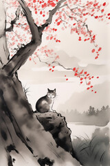 Cat Under Tree