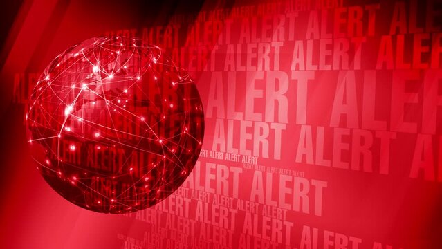 Red alert text and world globe design for critical warning and attention on high priority message