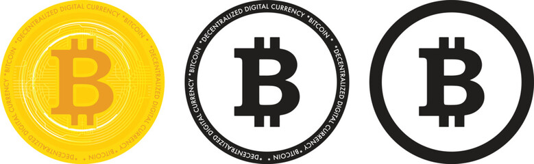 Bitcoin cryptocurrency with pile of coins come out from smartphone, Vector illustrator