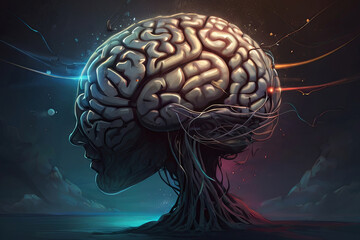 Surreal brain, mind, soul, and hope concept art. Illustration of imagination, mystery, and success. SEO-friendly surreal artwork.