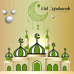Realistic eid al-fitr illustration background design.