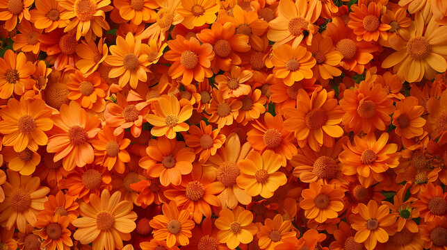 Backdrop of orange flowers