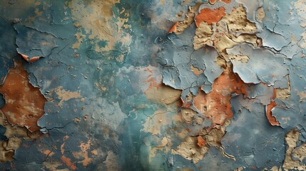 abstract background of old aged painted wall with scratch and paint peel off, empty dirty wall background, Generative Ai