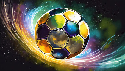 Fototapeta premium Cosmic Influx Universe-Charged Soccer Ball