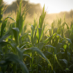 Field of Corn in Morning Light