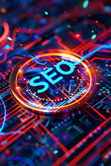 Search Engine Optimization SEO on a digital background