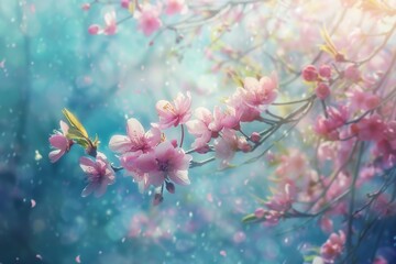 pink cherry blossom in spring, Beautiful spring or summer floral background, 