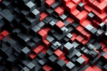 Black or red 3d geometric shape texture design background