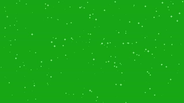 Glowing stars sparkle on green screen background. 4K Chroma key animation.