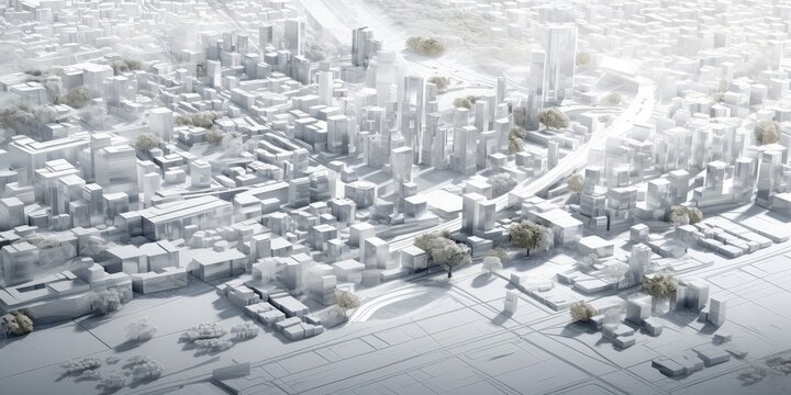 White Model Cityscape with Urban Planning Design