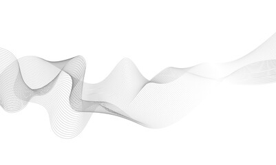 Abstract wavy lines on transparent background with grey smooth element swoosh speed wave modern stream background. You can used for banner, template, wallpaper, business wave curve lines background. 