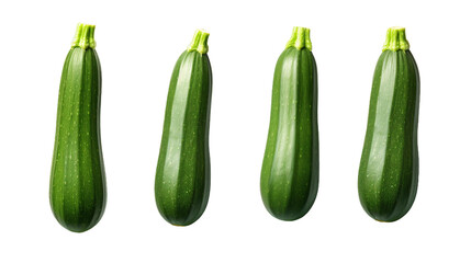 Zucchini Harvest: Freshly Picked Green Squash, Perfect for Farm-to-Table Recipes, Top-Down View in 3D Digital Art, Isolated on Transparent Background.