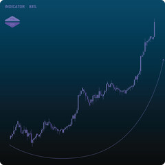 The stock market movement in the candlestick diagram increases and shows an increase, this image was created by following the rules of the actual market price pattern