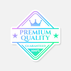Premium quality sticker, logo or badge with gradient colors. Best quality icon or label with crown and stars. Vector illustration.