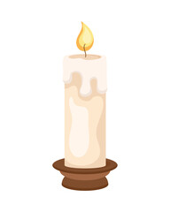 lit white candle isolated