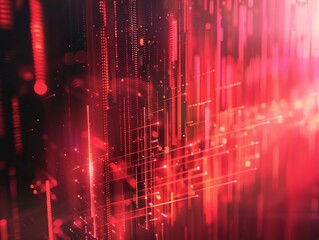 Red downward trend in digital abstract futuristic tech background