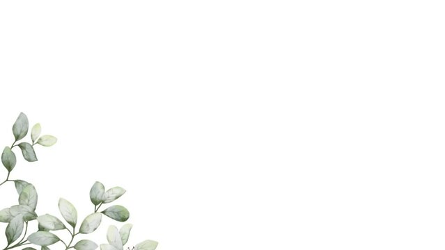 Watercolor flowers and leaves moving background
