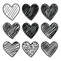 Fototapeta premium Hand drawn beautiful vector heart collection